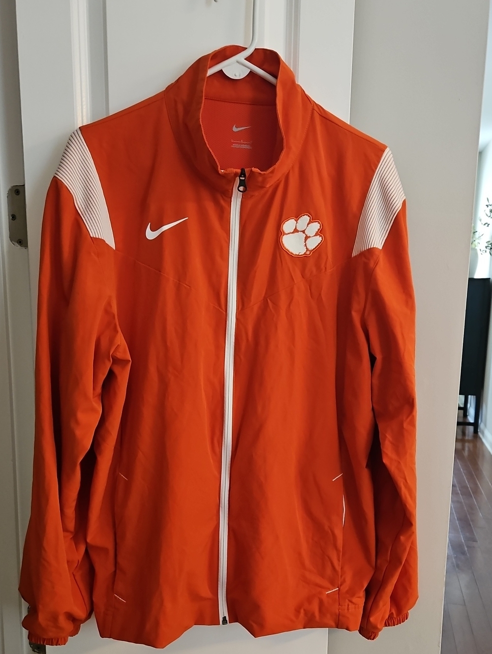 Nike Men’s Orange Full-Zip Windbreaker with White Trim and Paw Patch